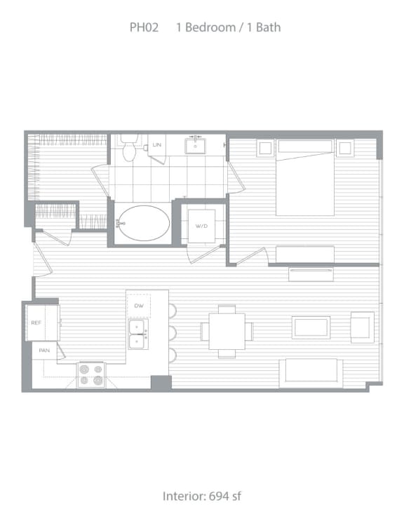 Studio, 1 & 2 Bedroom Apartments in Little Italy, San Diego Stanza